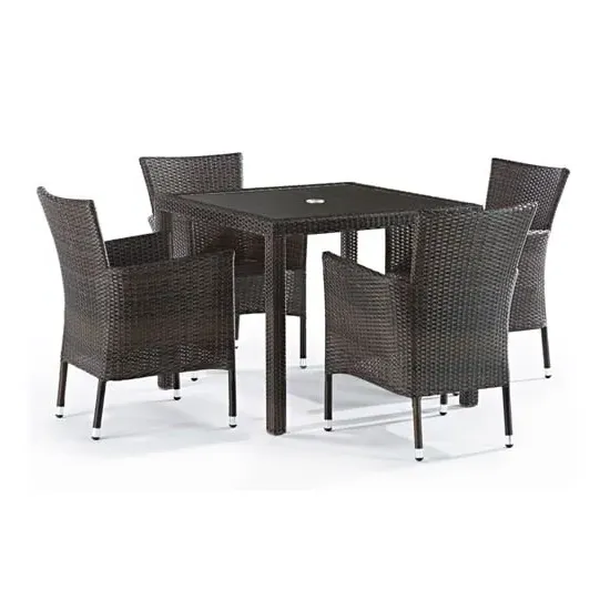 Arlo Outdoor Dining Set with 4 Chairs - Black Brown, Rattan
