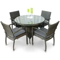 Arlo Outdoor Rattan Dining Table with 4 Armchairs - Black, Brown alternate view