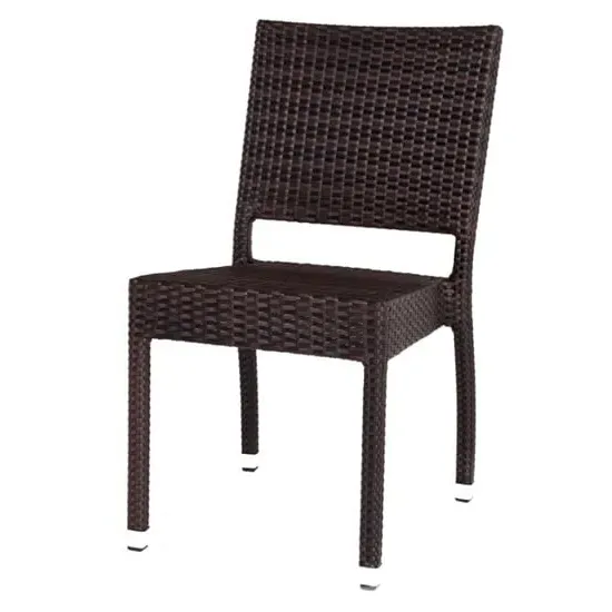Arlo Outdoor Stackable Side Chair - Black & Brown, Flat Weave Rattan product