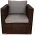 Arlo Rattan Sofa Arm Chair - Brown, Light Grey Cushions