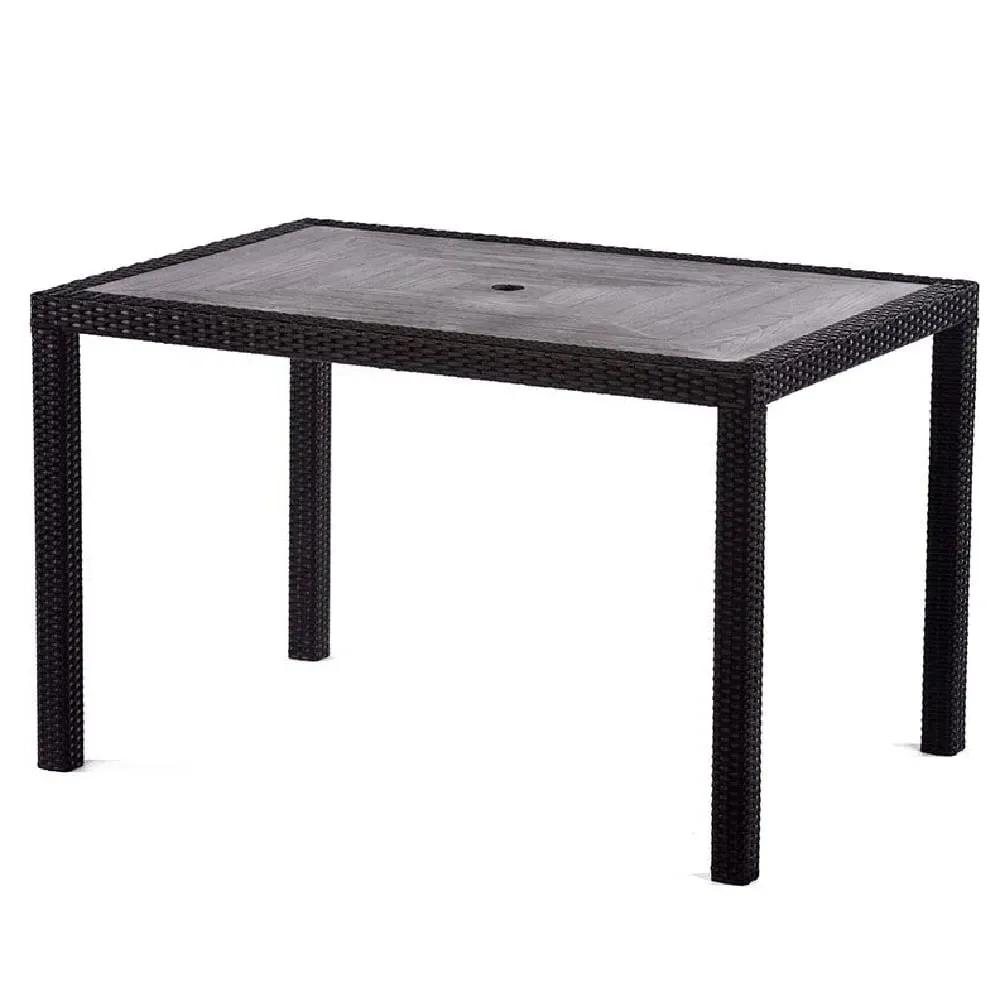 Arlo Rectangular Dining Table with Black Weave - Grey, Polyresin