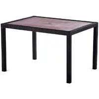 Arlo Rectangular Dining Table with Black Weave - Teak, Polyresin