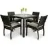 Arlo Square Dining Set with 4 Armchairs - Black Brown, Rattan