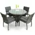 Arlo Square Dining Set with 4 Armchairs - Black Brown, Rattan