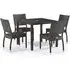 Arlo Square Dining Set with 4 Side Chairs - Black Brown, Rattan