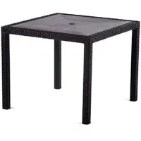Arlo Square Dining Table with Black Brown Weave - Grey, Polyresin