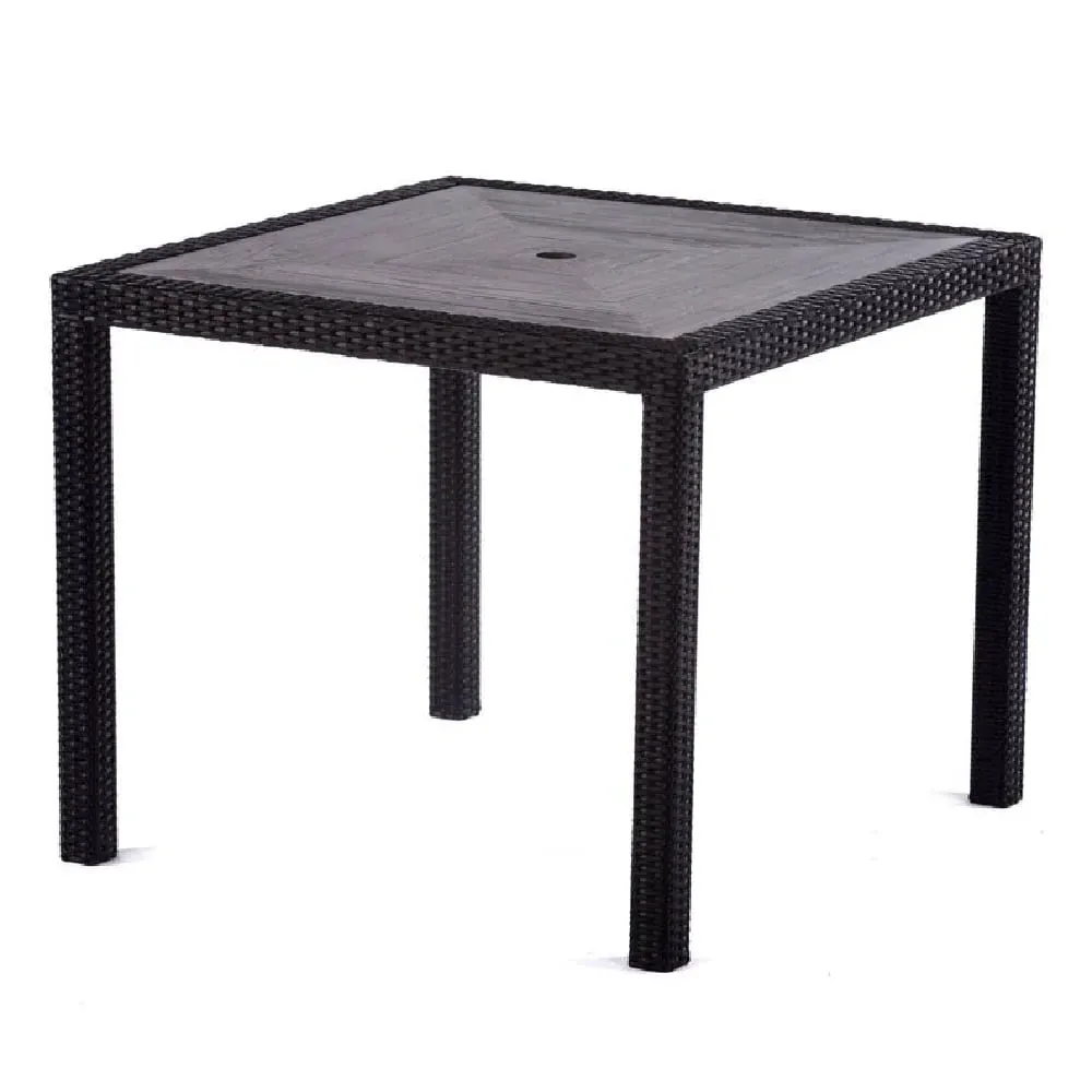 Arlo Square Dining Table with Black Brown Weave - Grey, Polyresin