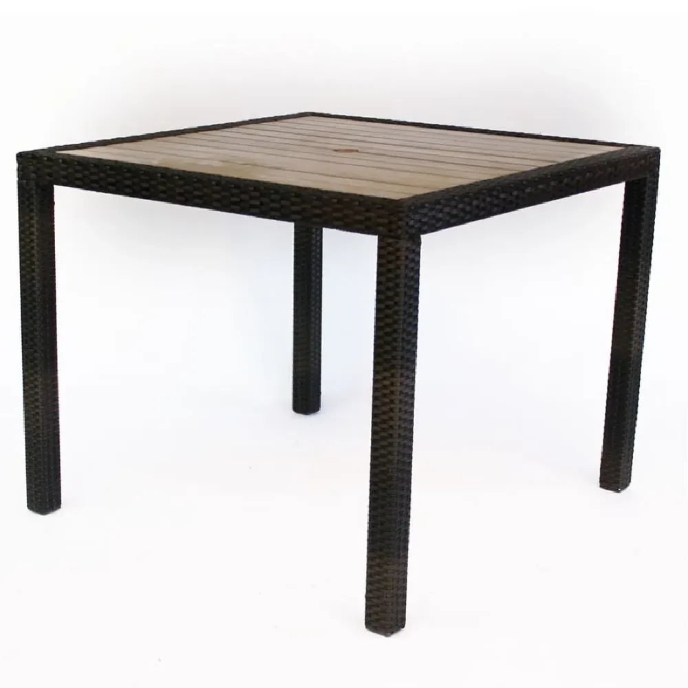 Arlo Square Dining Table with Black Brown Weave - Natural, Polyresin