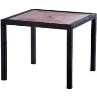 Arlo Square Dining Table with Black Brown Weave - Teak, Polyresin
