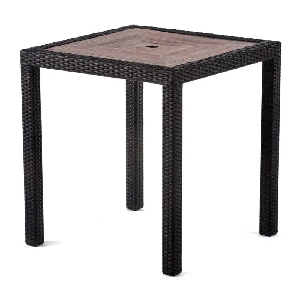 Arlo Square Dining Table with Black Weave - Teak, Polyresin image