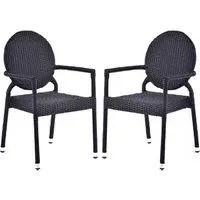 Arlo Stacking Arm Chairs - Black, Rattan