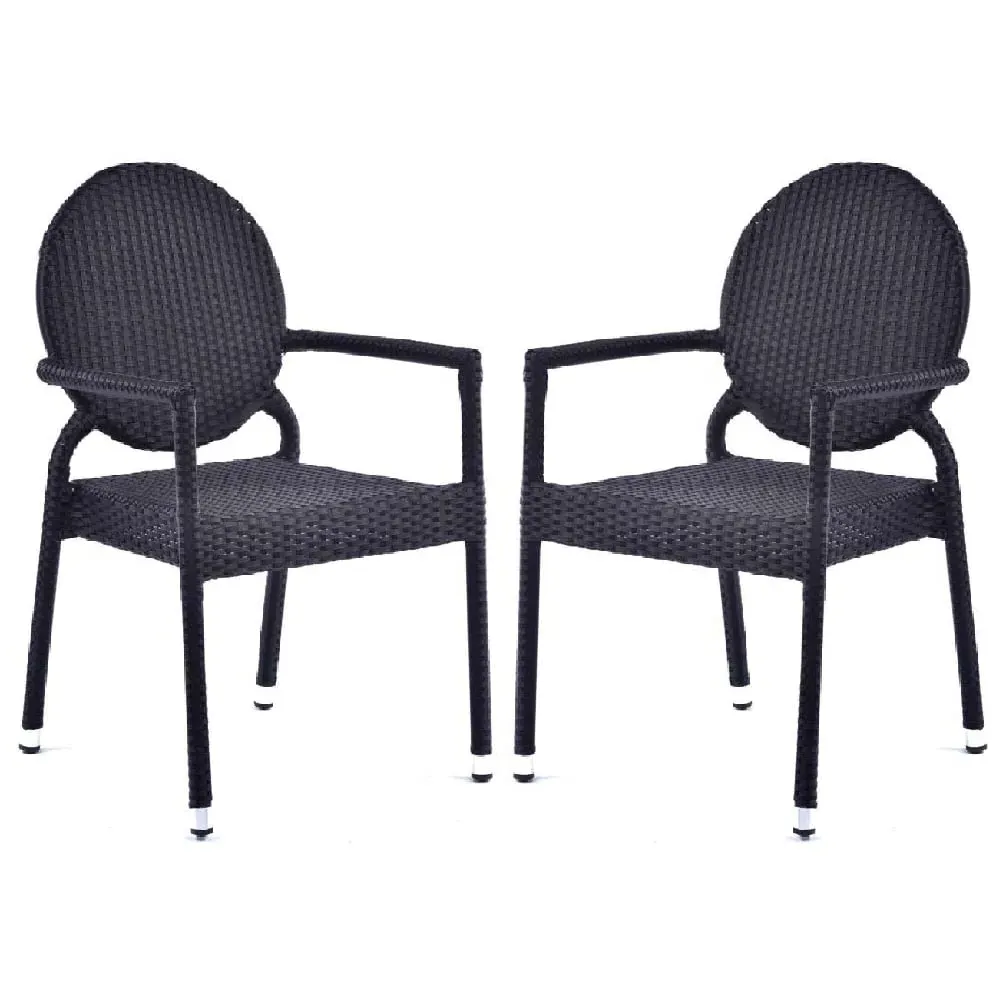 Arlo Stacking Arm Chairs - Black, Rattan
