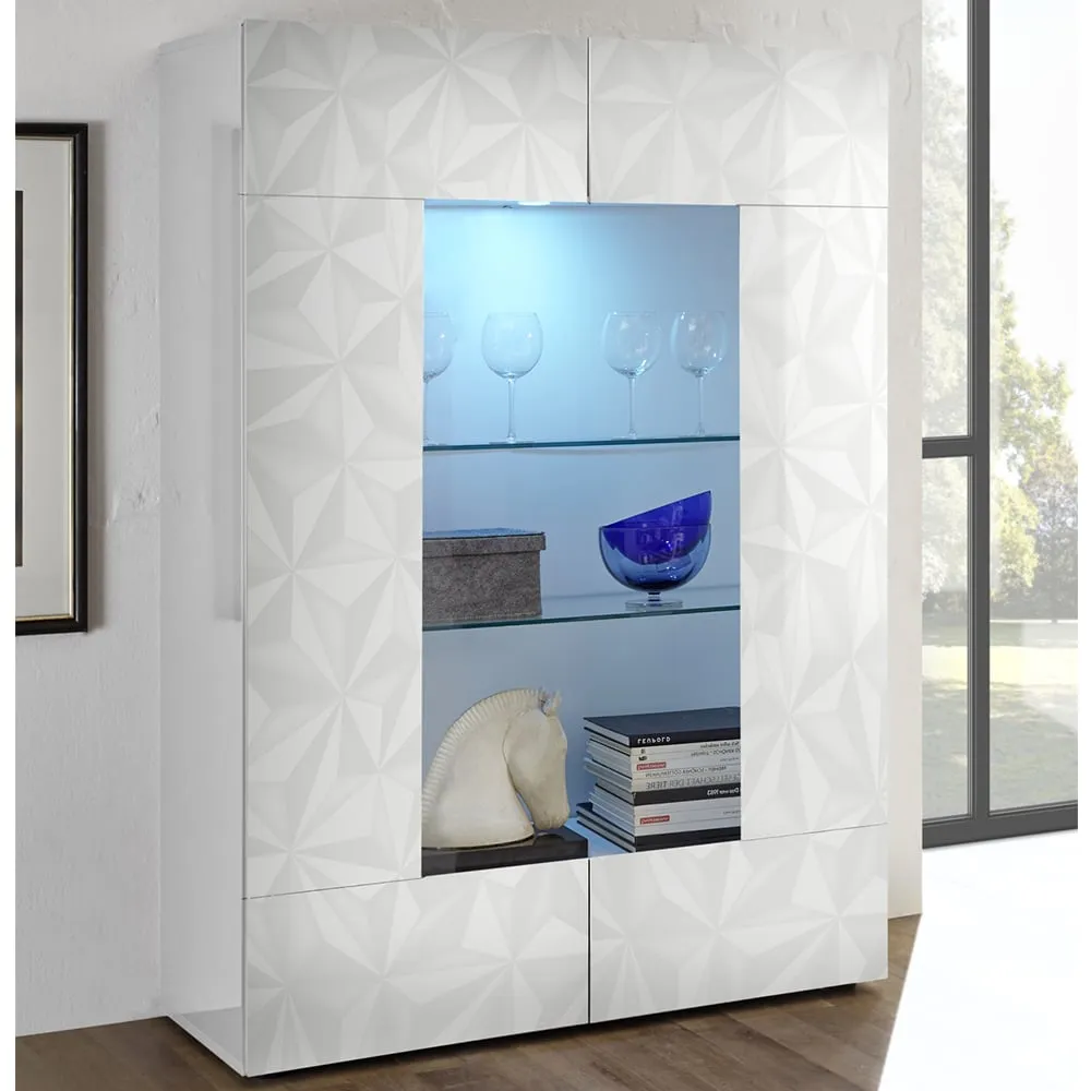 Arlon Display Cabinet with LED - White, High Gloss