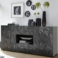 Arlon High Gloss Sideboard with 2 Doors 2 Drawers - Grey
