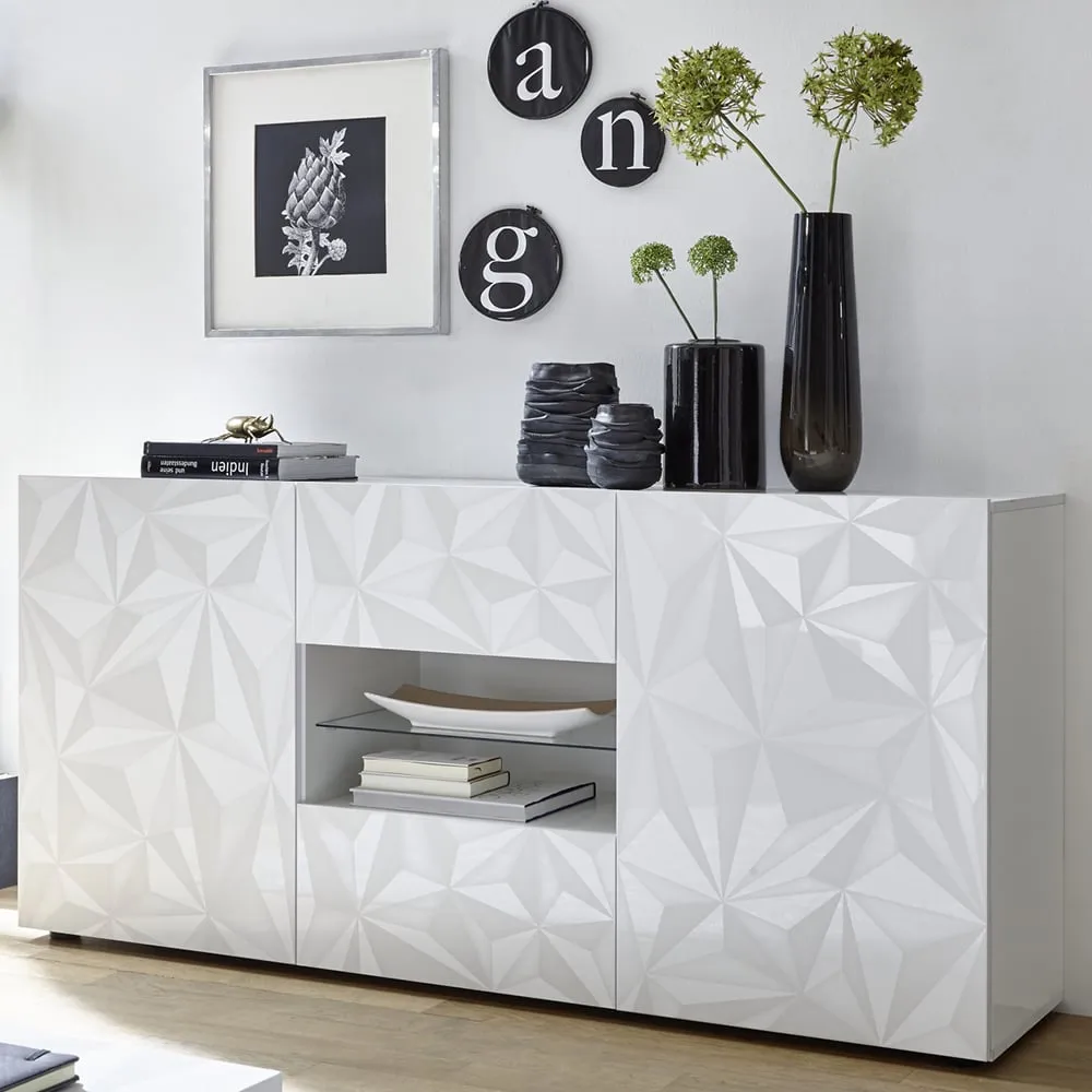 Arlon High Gloss Sideboard with 2 Doors 2 Drawers - White