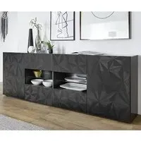 Arlon High Gloss Sideboard with 2 Doors 4 Drawers - Grey