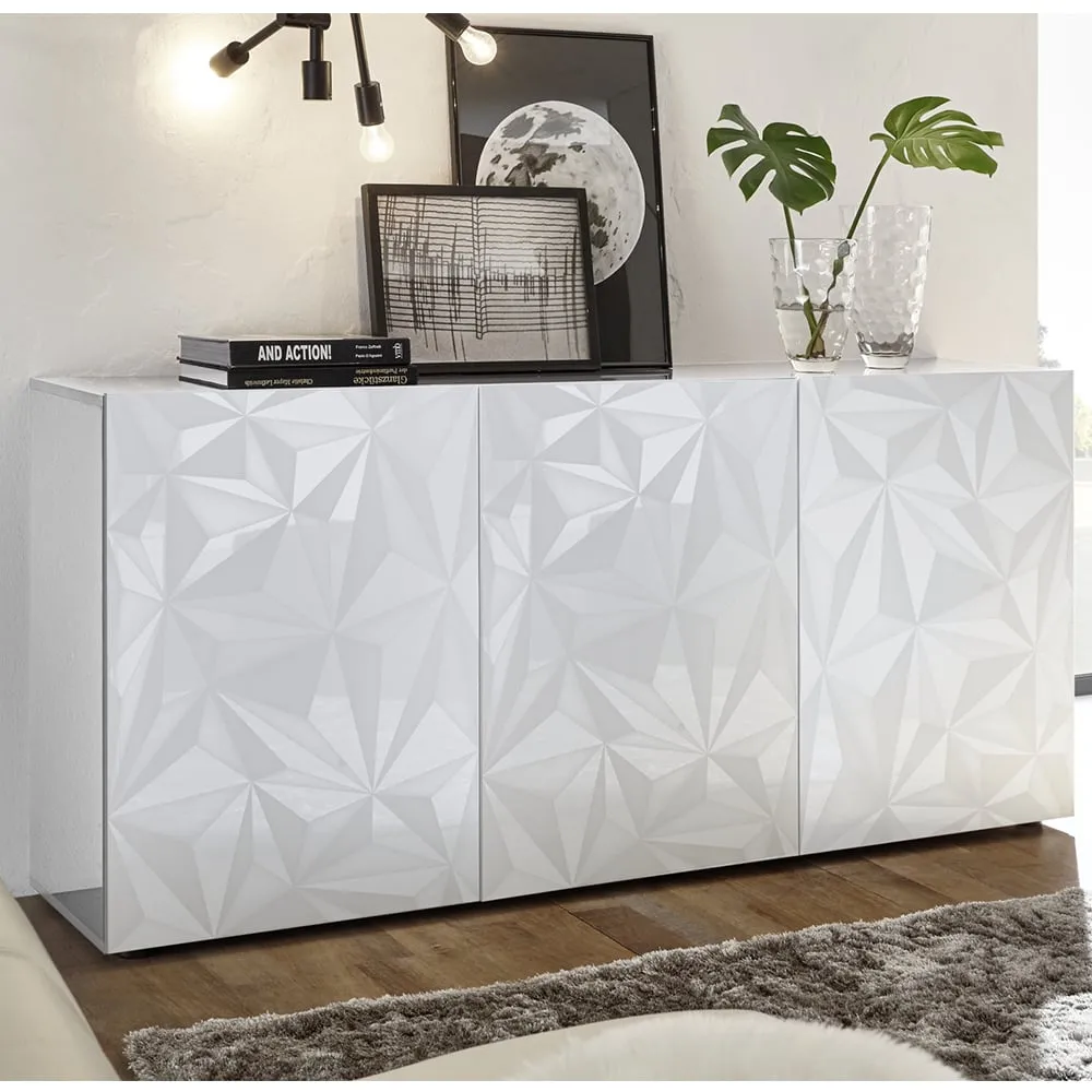Arlon High Gloss Sideboard with 3 Doors - White image