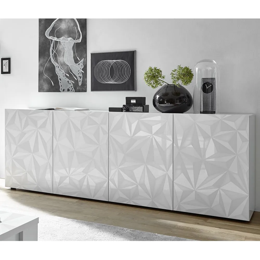 Arlon High Gloss Sideboard with 4 Doors - White