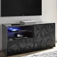 Arlon TV Stand with LED - Grey, High Gloss