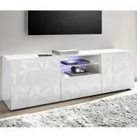 Arlon TV Stand with LED - White, High Gloss