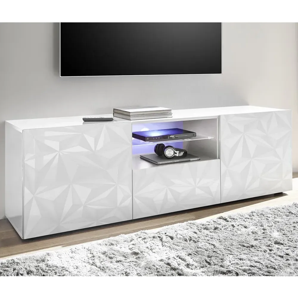 Arlon TV Stand with LED - White, High Gloss