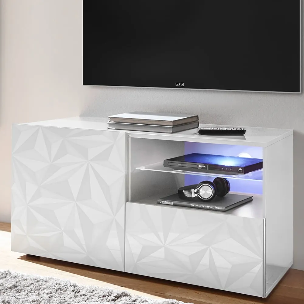 Arlon TV Stand with LED - White, High Gloss image