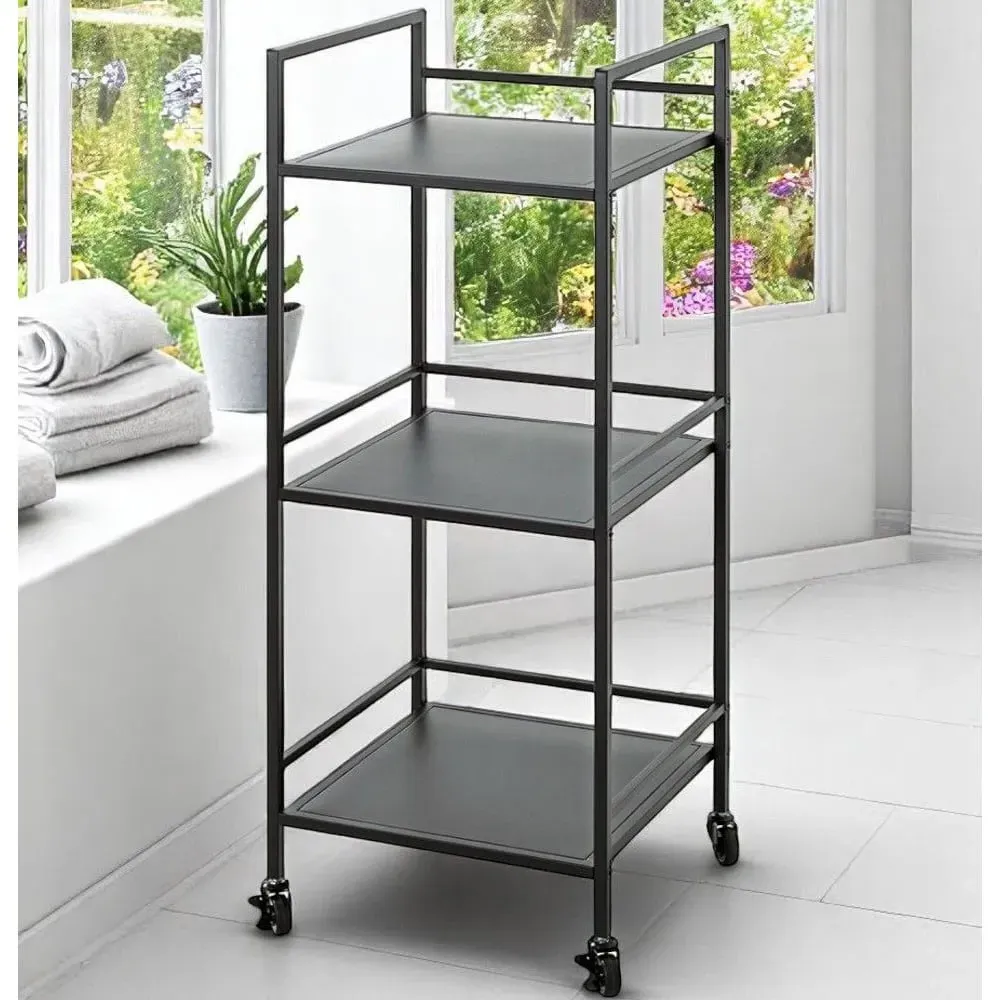 Armada Mobile Metal Shelving Unit with Wheels - Black