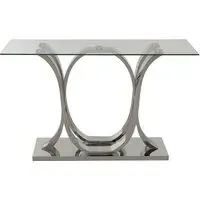 Armanda Console Table with Curved Base - Silver, Glass
