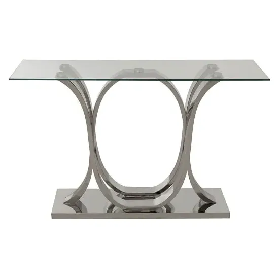 Armanda Console Table with Curved Base - Silver, Glass image