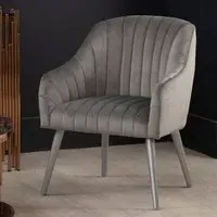 Armchair with Silver Legs - Grey, Velvet