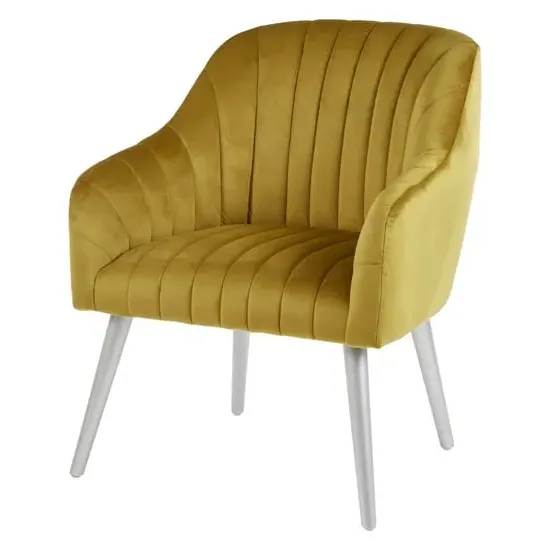Armchair with Silver Legs - Mustard, Velvet