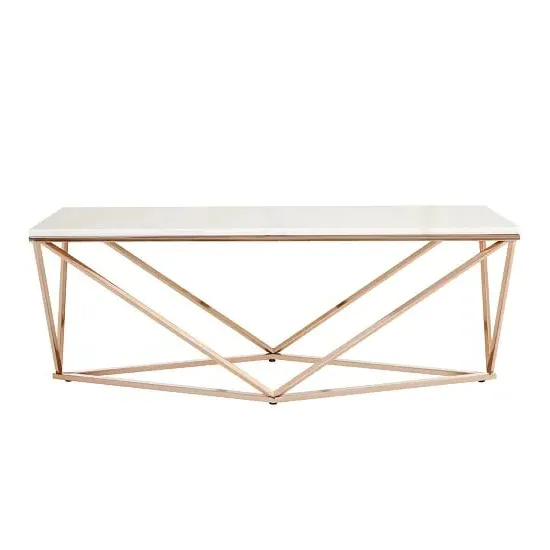 Armenia Rectangular Coffee Table - White, Faux Marble