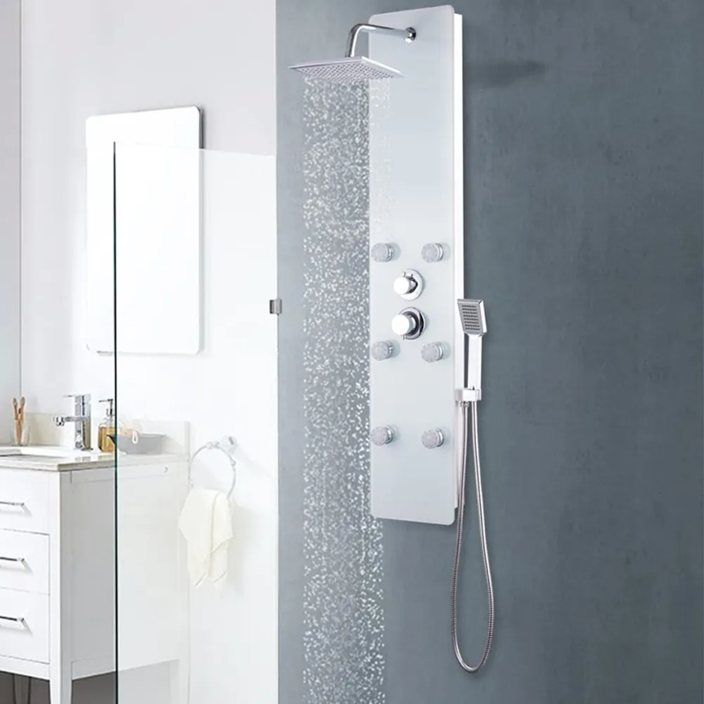 Armentia 3-Mode Shower Panel System with Kit - White, Stainless Steel product