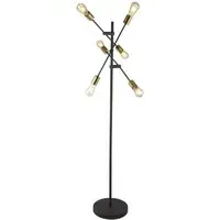 Armstrong 6 Light Floor Lamp - Black, Satin Brass