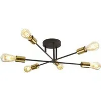 Armstrong 6 Light Semi Flush Light - Black, Brass