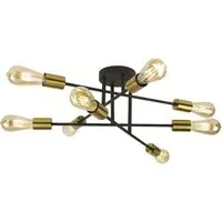 Armstrong 8 Light Semi Flush Light - Black, Brass