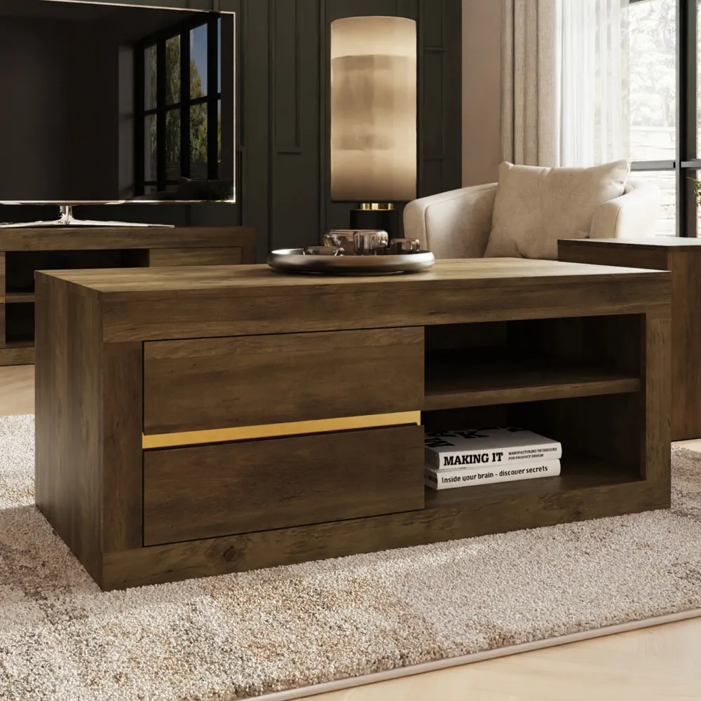 Arnhem Coffee Table with 2 Drawers - Knotty Oak product