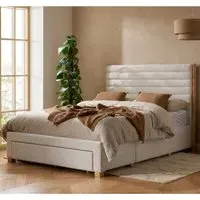 Arnhem King Size Bed with 3 Drawers - Grey, Velvet