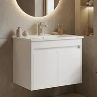 Arno Small Wall Mounted Vanity Unit with 2 Doors - White, Melamine alternate view