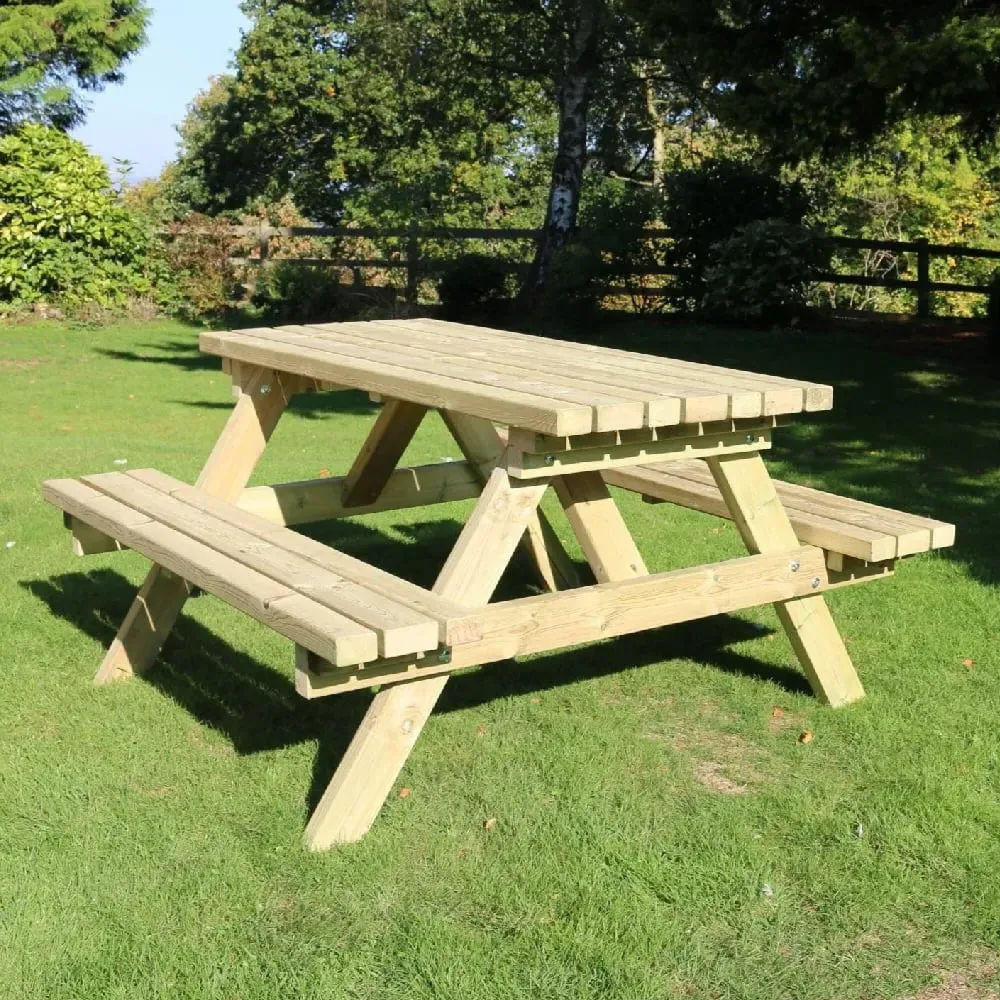 Arnos Large Garden Picnic Table - Natural, Wood