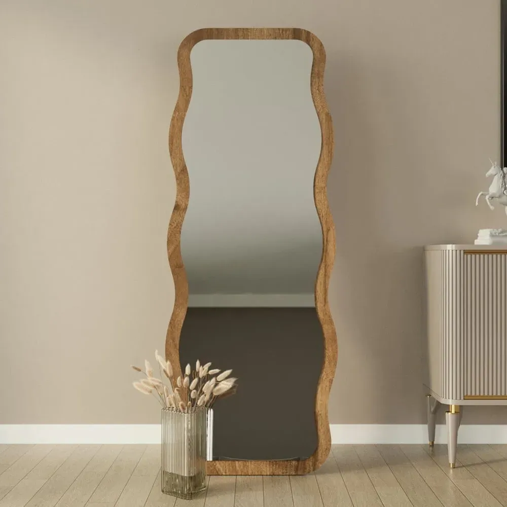 Aror Wavy Full Length Mirror - Walnut, MDF product