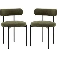 Arras Dining Chairs In Pair - Green, Polyester Fabric
