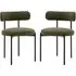 Arras Dining Chairs In Pair - Green, Polyester Fabric