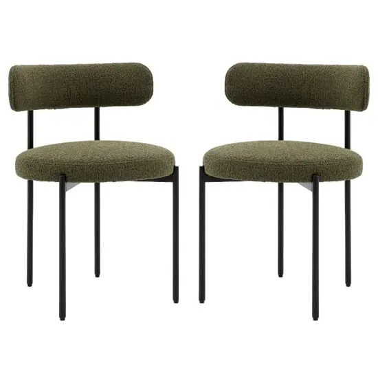 Arras Dining Chairs In Pair - Green, Polyester Fabric image