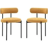 Arras Dining Chairs In Pair - Ochre, Fabric