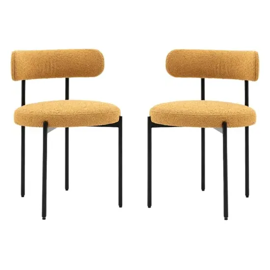 Arras Dining Chairs In Pair - Ochre, Fabric
