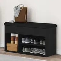 Arrington Shoe Bench with Storage - Black Oak, Engineered Wood