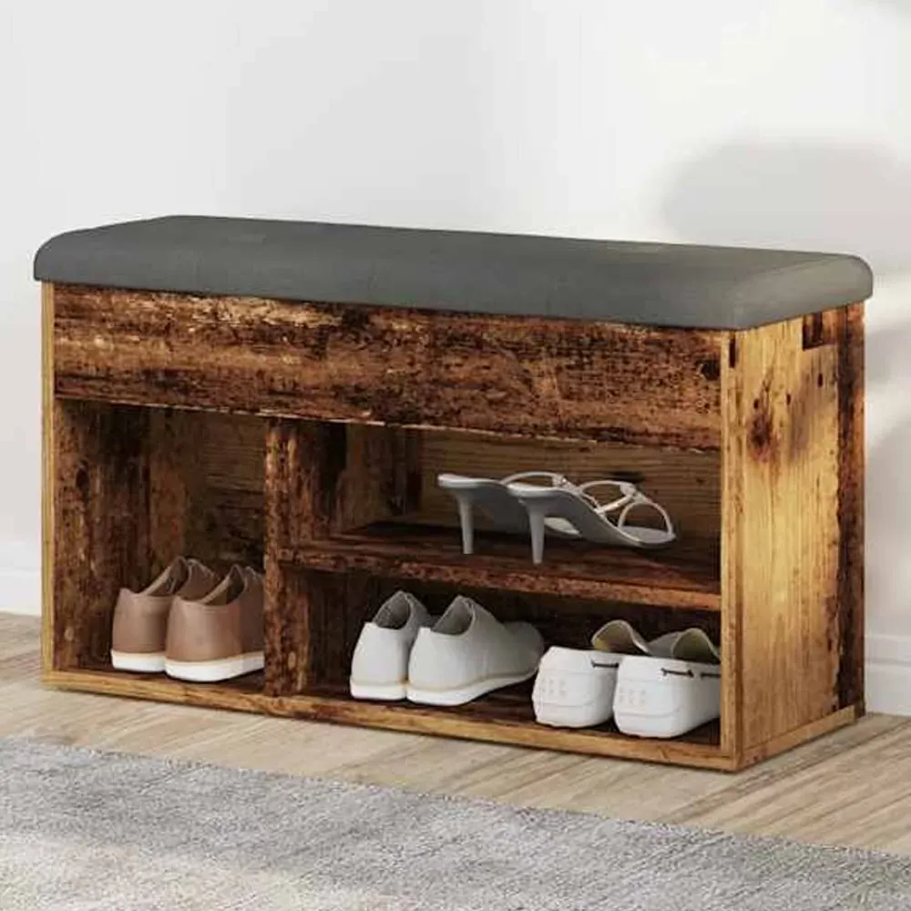 Arrington Shoe Bench with Storage - Brown, Engineered Wood