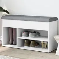 Arrington Shoe Bench with Storage - White, Engineered Wood