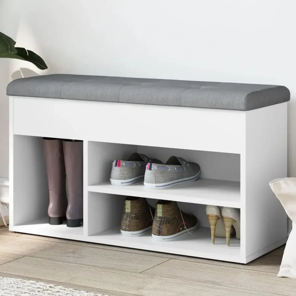 Arrington Shoe Bench with Storage - White, Engineered Wood image